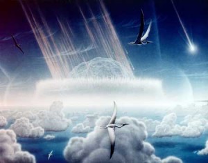 Artist rendering of Chicxulub asteroid impact