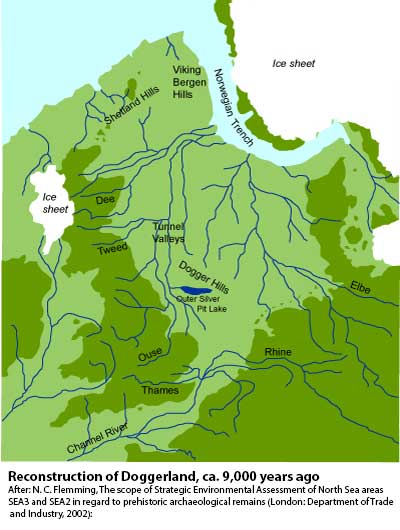 Reconstruction of Doggerland, ca. 9,000 years ago