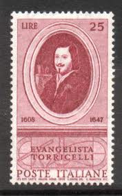 Image of an Italian postage stamp featuring Evangelist Torricelli