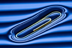 Image of a paperclip reseting on the water surface