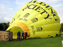 Image of a hot-air balloon being inflated.