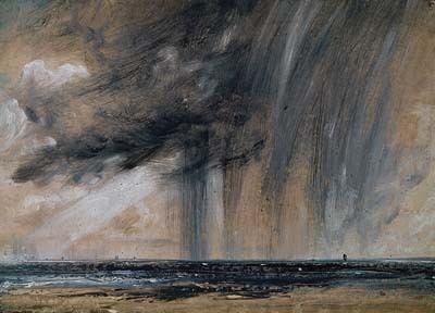 Painting of a storm taking place in the sea by John Constable