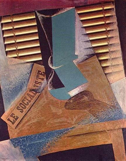 Juan Gris, The Sunblind, 1914, Gouache, collage, chalk and charcoal on canvas. Tate Gallery, London