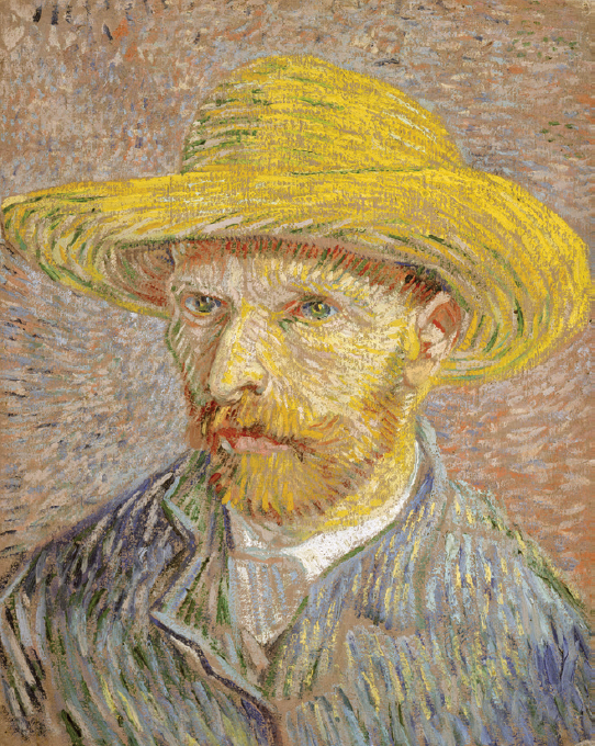 Self Portrait with a Straw Hat by Vincent van Gogh