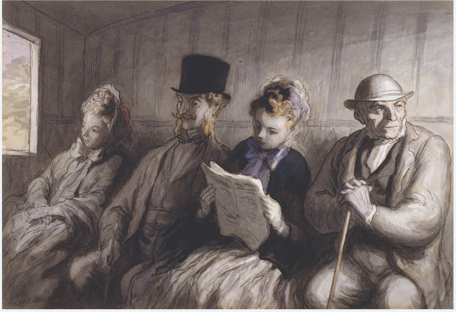 Painting: The First Class Carriage (Artist: Honore Daumier)