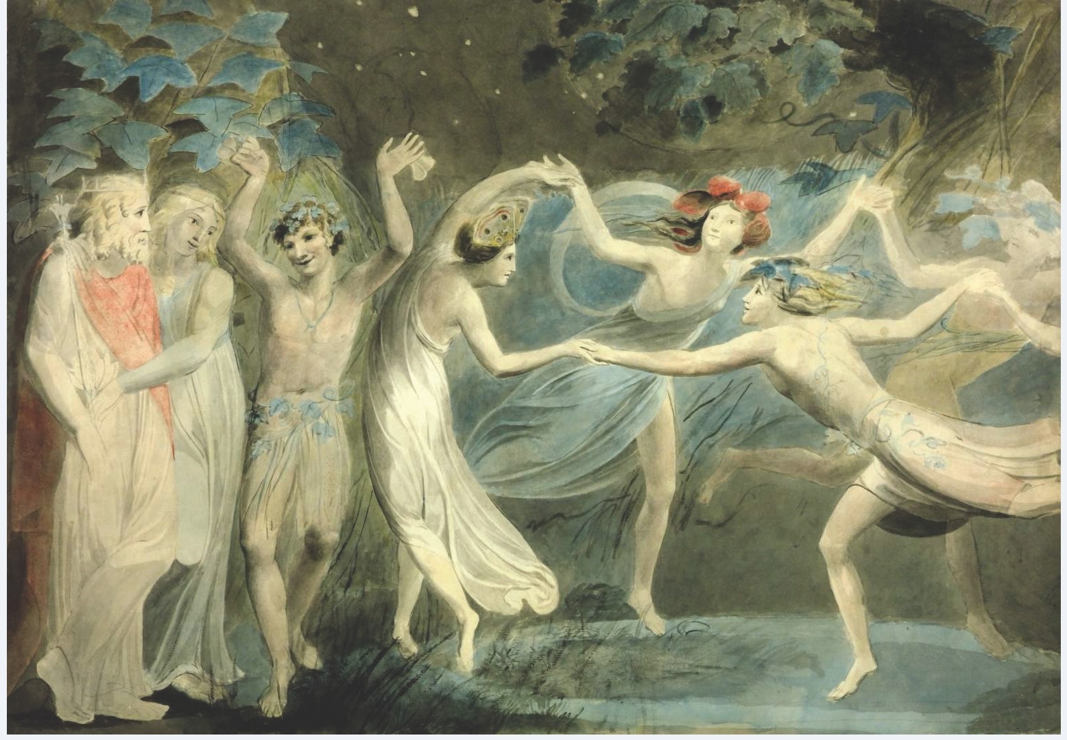 Oberon, Titania and Puck with Fairies Dancing (Artist: William Blake)