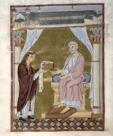 Hillinus Codex (Hillinus Presents the Codex to St. Peter)