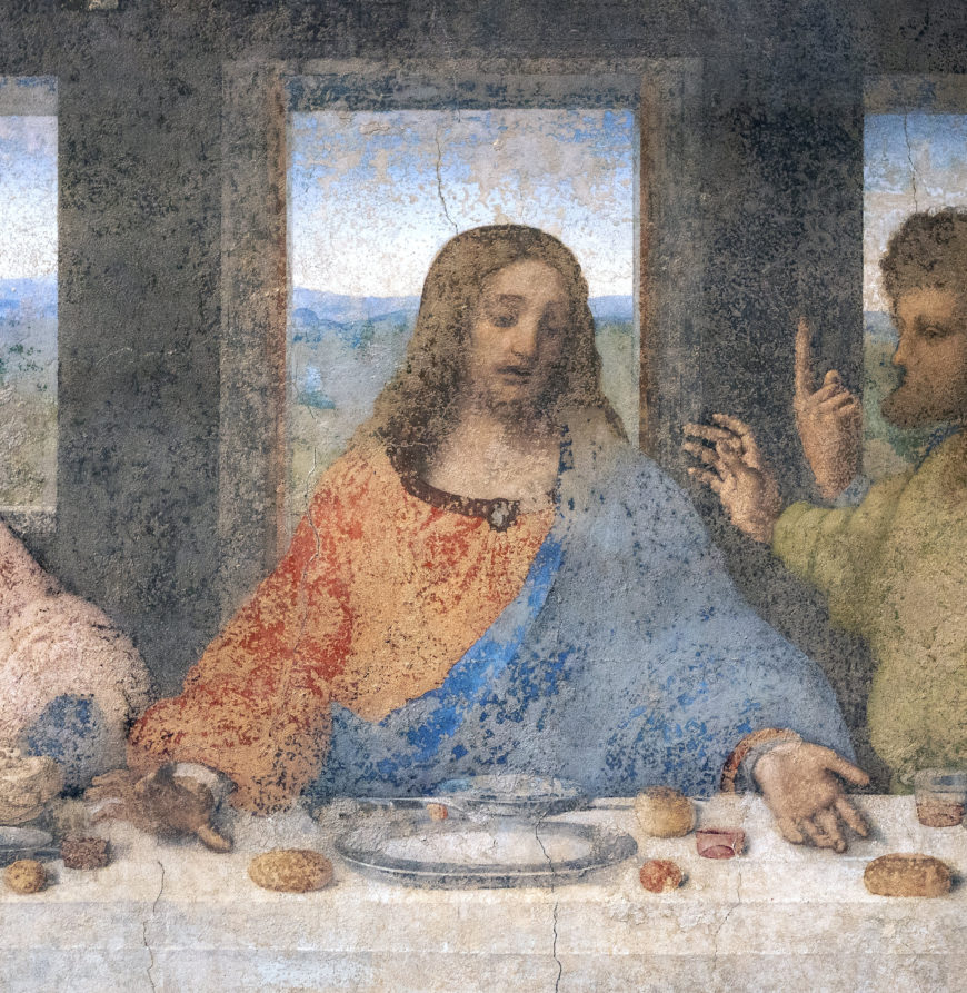 Christ (detail), Leonardo da Vinci, Last Supper, 1498, tempera and oil on plaster (Santa Maria della Grazie, Milan)