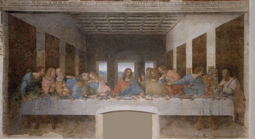 Leonardo da Vinci, Last Supper, 1498, tempera and oil on plaster (Santa Maria della Grazie, Milan) (photo: public domain)