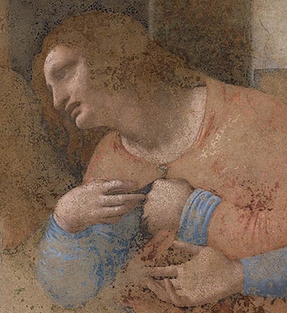 Philip (detail), Leonardo da Vinci, Last Supper, 1498, tempera and oil on plaster (Santa Maria della Grazie, Milan)