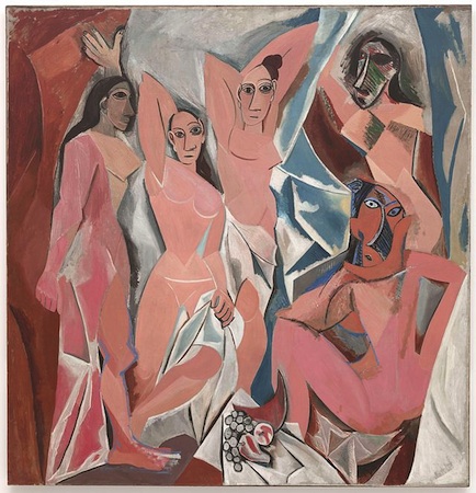 Pablo Picasso, Les Demoiselles d'Avignon, 1907, oil on canvas, 8 x 7 feet and 8 inches (Museum of Modern Art, New York)