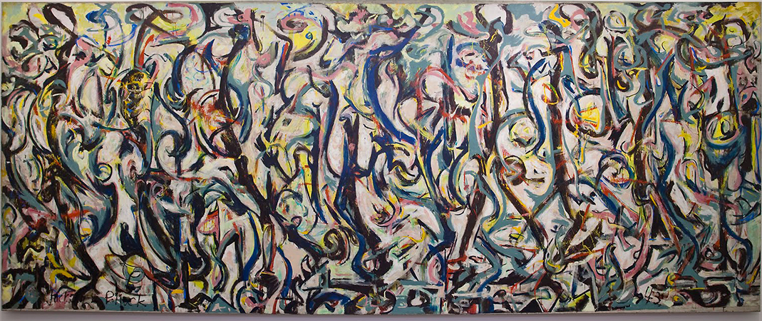 Jackson Pollock, Mural, 1943, oil and water-based paint on linen, 242.9 x 603.9 cm (University of Iowa Museum of Art)