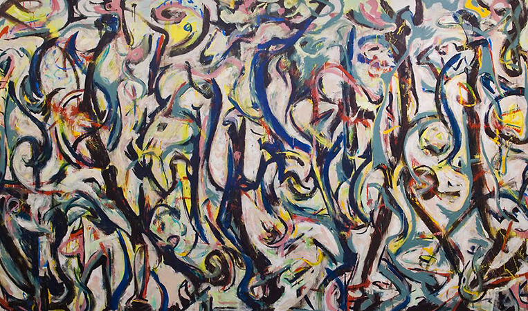 Jackson Pollock, Mural (detail), 1943, oil and water-based paint on linen, 242.9 x 603.9 cm (University of Iowa Museum of Art