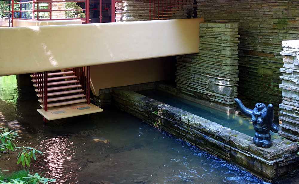 Frank Lloyd Wright, Fallingwater, steps to stream (Edgar J. Kaufmann House), Bear Run, Pennsylvania