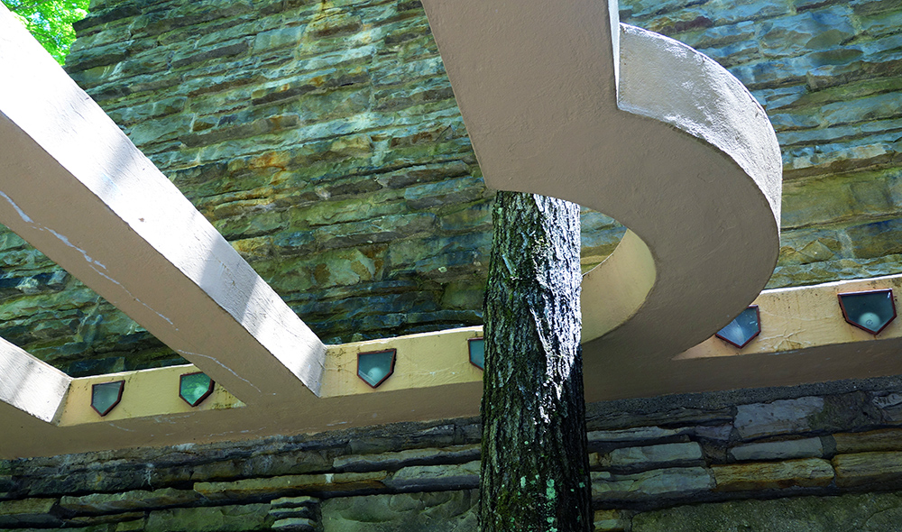 Frank Lloyd Wright, Fallingwater, detail with tree (Edgar J. Kaufmann House), 1937