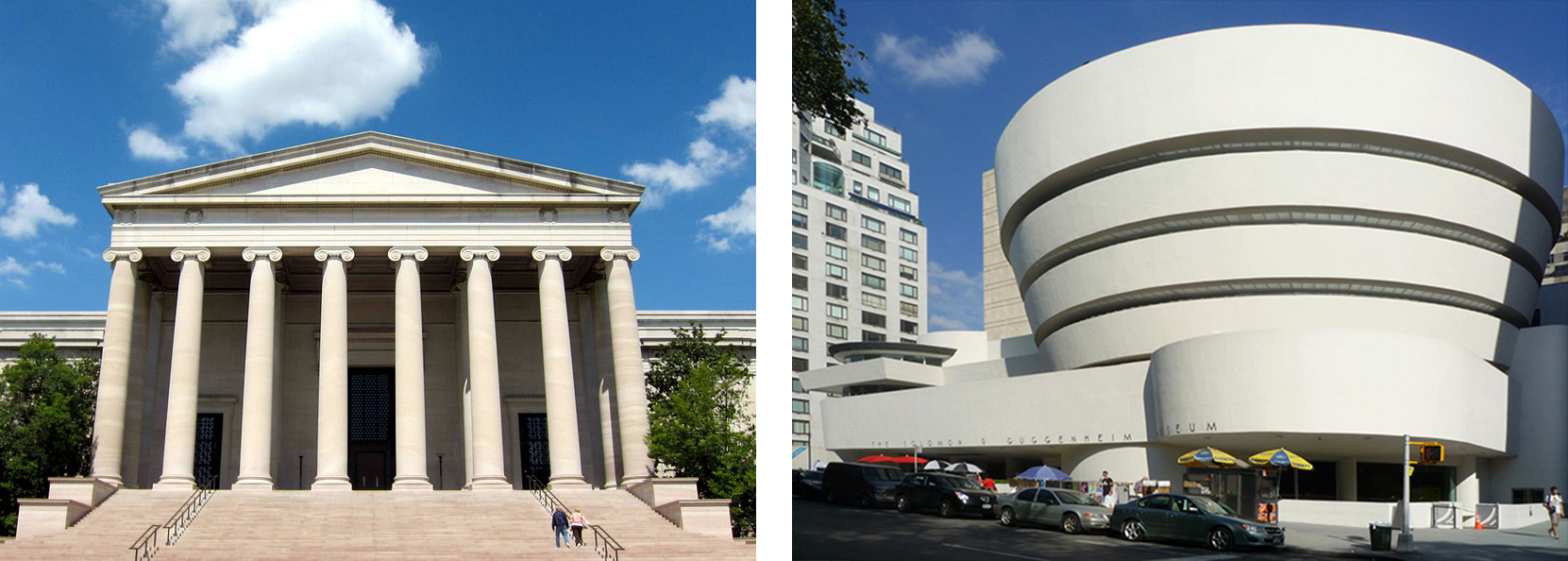 John Russell Pope, National Gallery of Art (left), 1941, Washington (photo: AgnosticPreachersKid, CC BY-SA 3.0) Frank Lloyd W