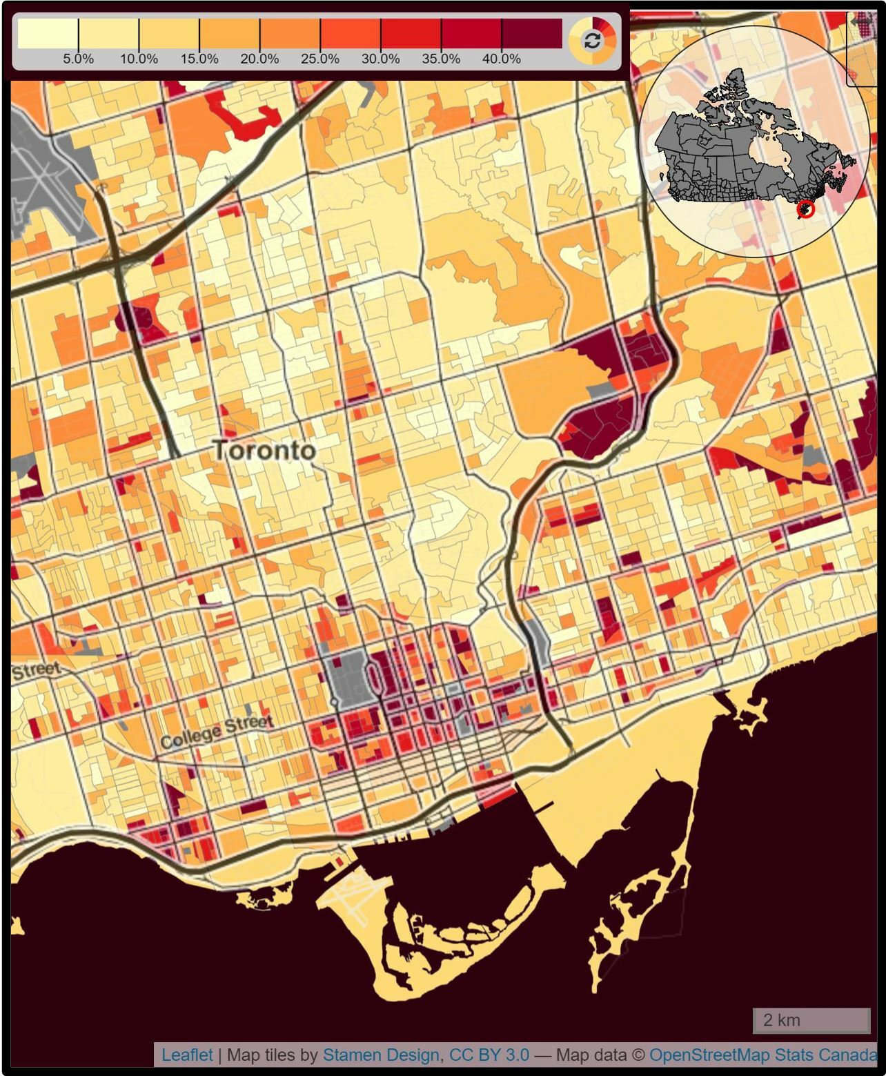 Map of Toronto which show high poverty areas