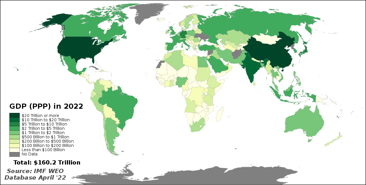 Total Gross Domestic Product (GDP) adjusted for Purchasing Power Parity (PPP) in April 2022.