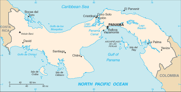 Location of the Panama Canal.