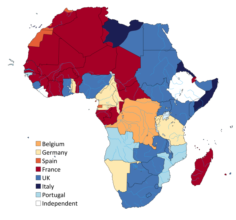 Map of the colonies in Africa circa 1913