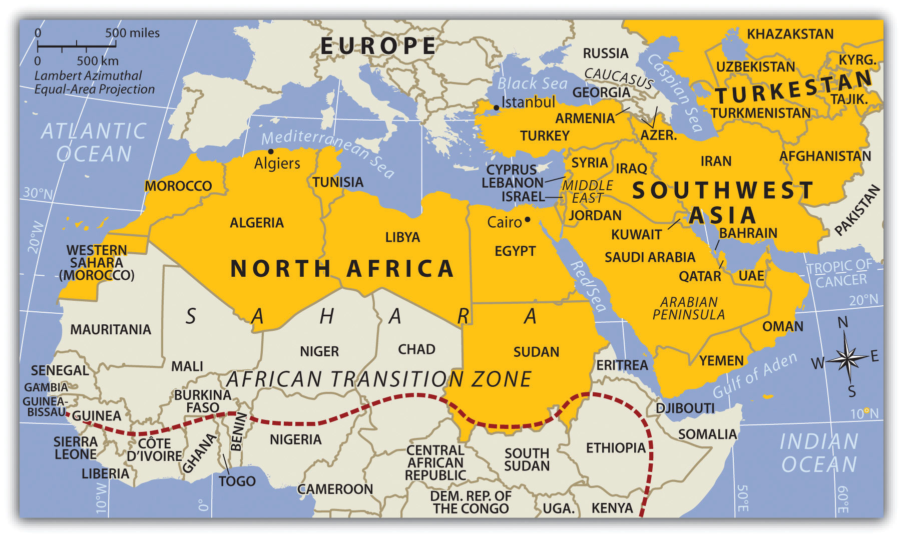 Map of North Africa and Southwest Asia