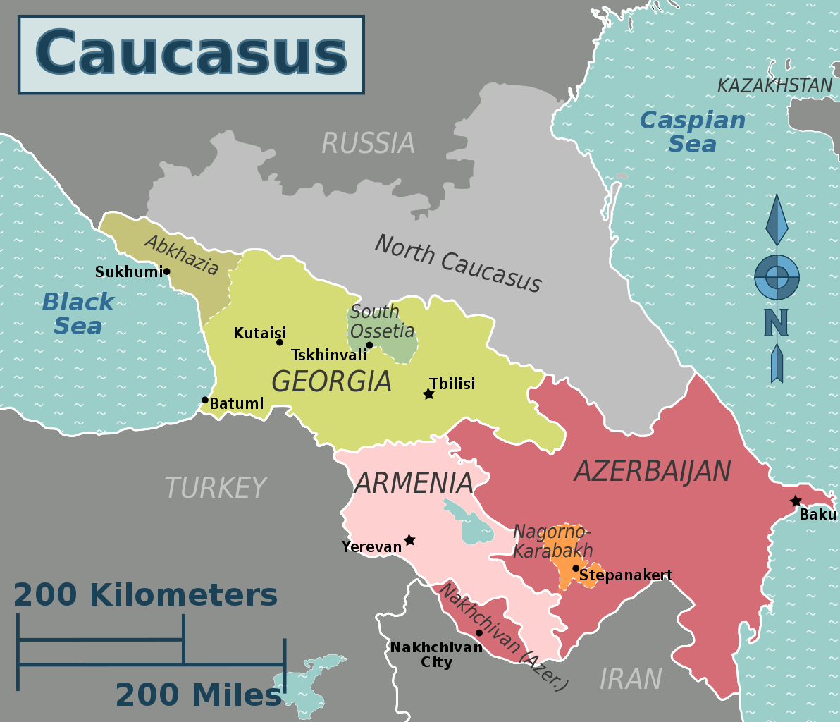 Countries of the Caucasus (Travelpleb, 2013. CC BY-SA 3.0.) 