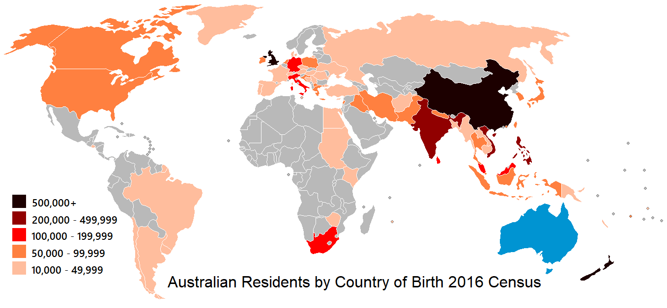 Figure 10.20 Australian Residents by Country of Birth in 2016