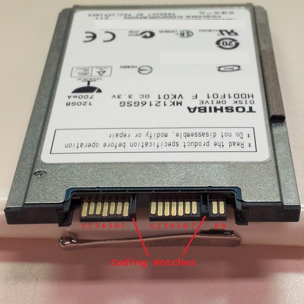 A hard drive with a SATA interface.