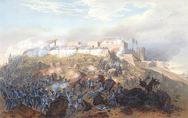 A painting depicting the Battle of Chapultapec