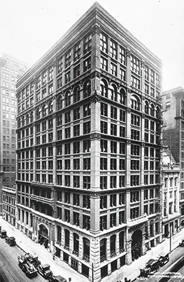 A photograph shows the Home Insurance Building in Chicago.