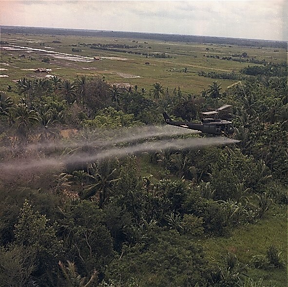 U.S. aircraft spraying chemical defoliants in South Vietnam